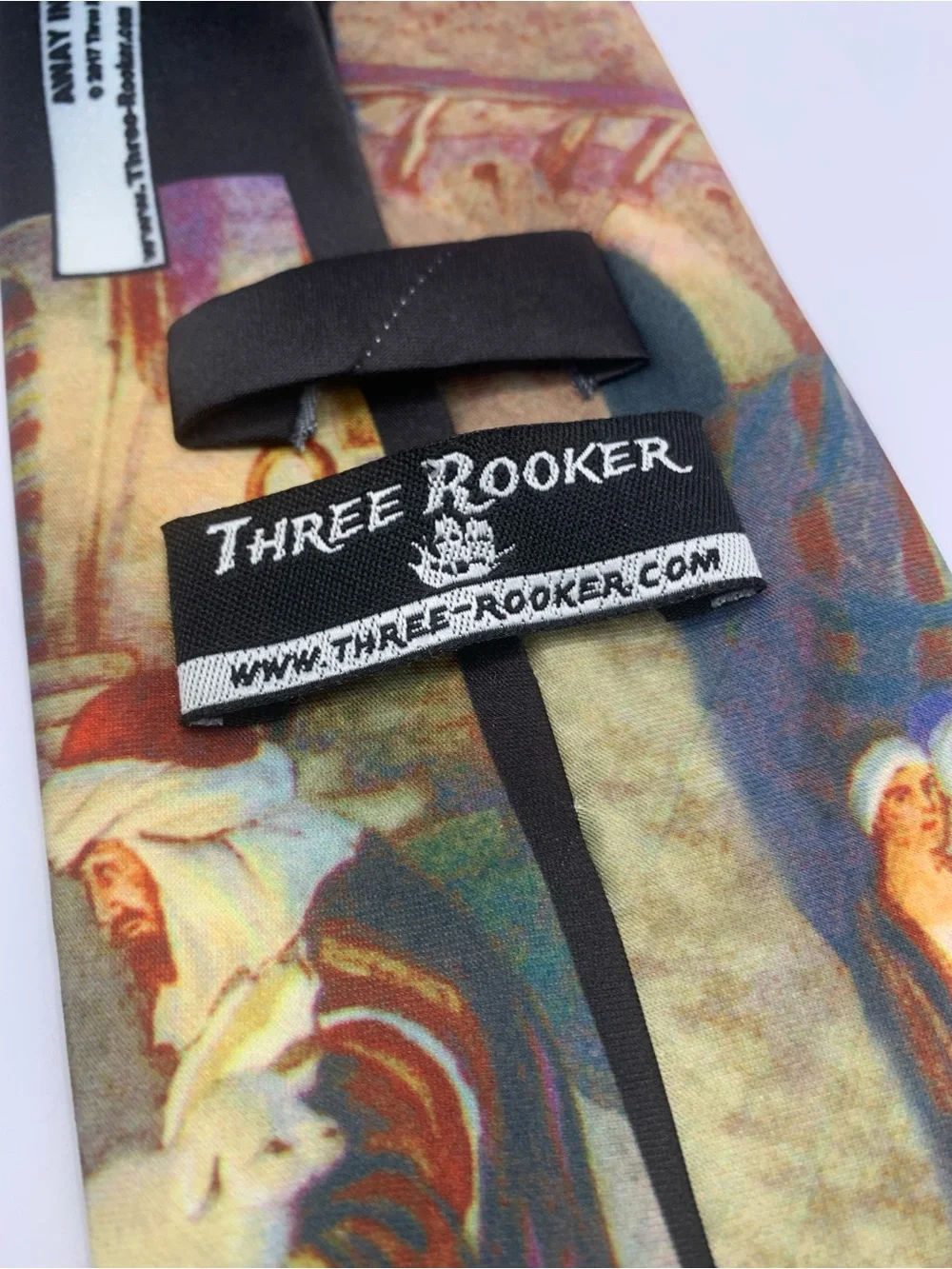 Men's Nativity Print Silk Tie - Blue & Cream Religious Jesus Christian Art Tie